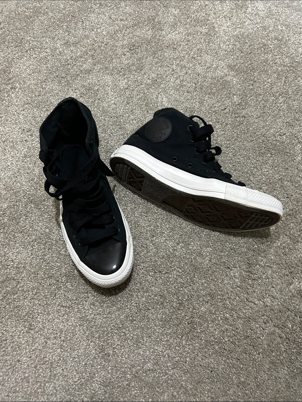 Black High-Top Canvas Sneakers with White Sole